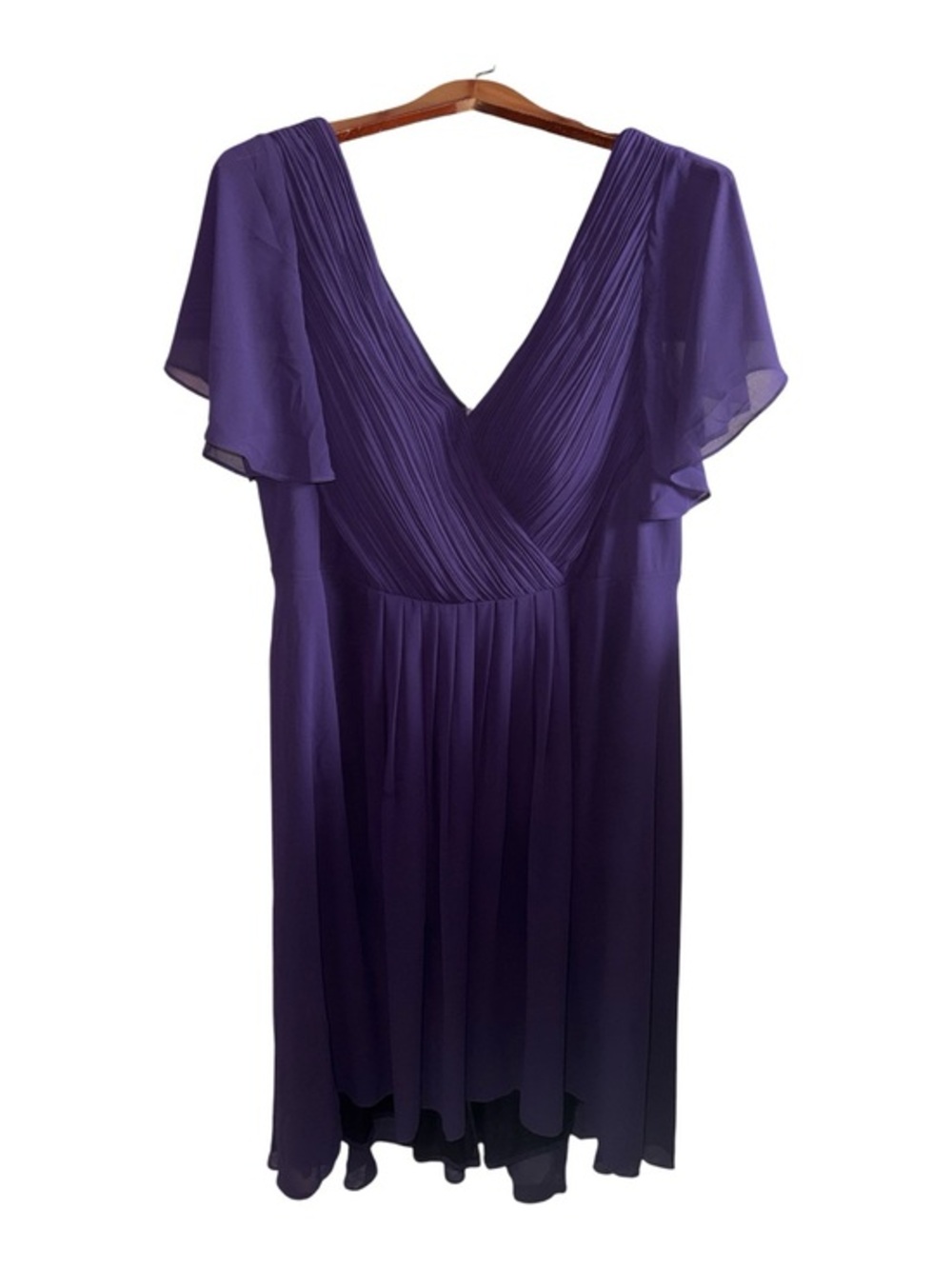 Ever Pretty Deep Purple Chiffon V-Neck MIDI Dress Evening Gown Women’s Size 18